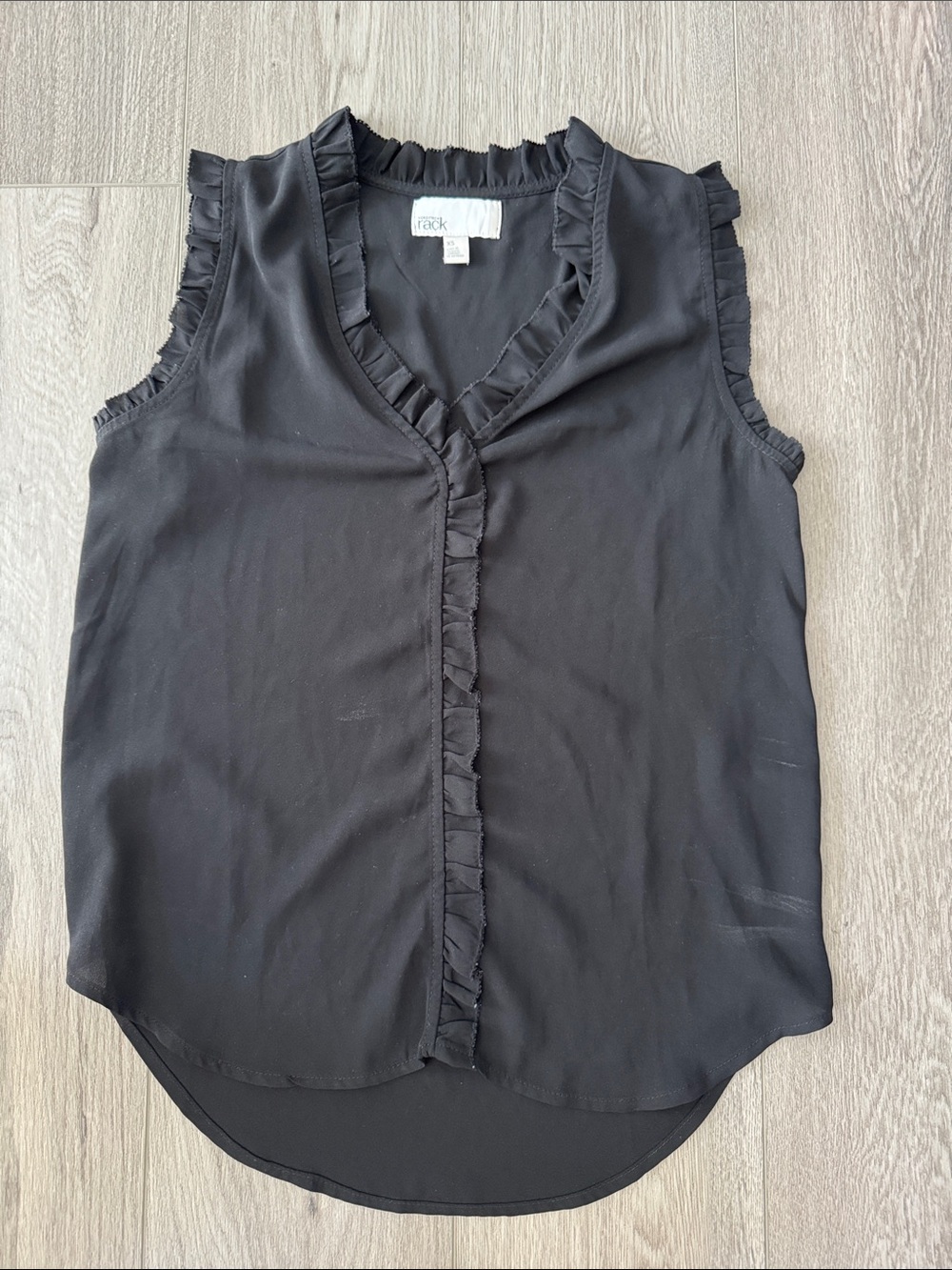 Ruffle-Trim Sleeveless V-Neck Camisole - Black